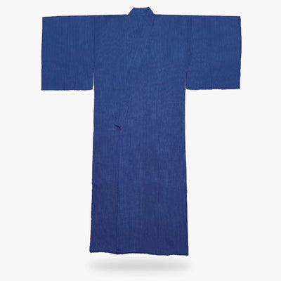 Kimono tradicional azul de algodón con cinturón obi
