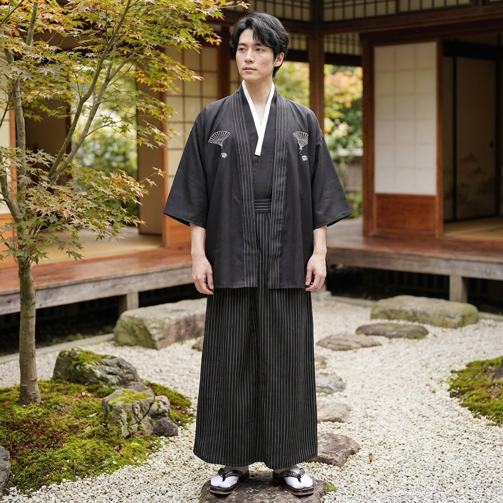 Kimono tradicional japonés para hombre con mangas amplias
