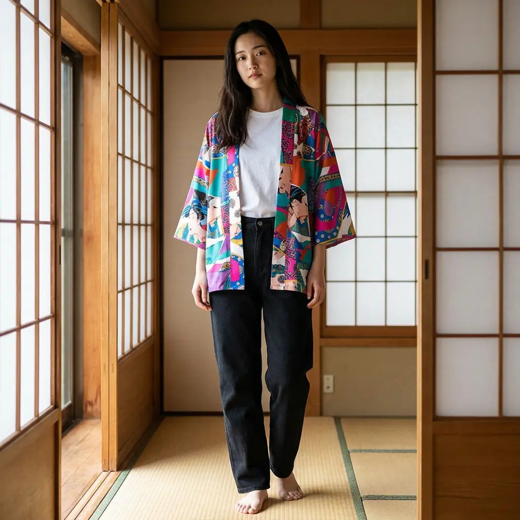 Kimono ukiyo-e azul