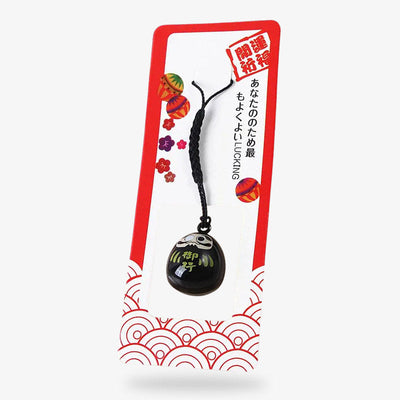 Llavero japonés Daruma negro símbolo de suerte y resiliencia