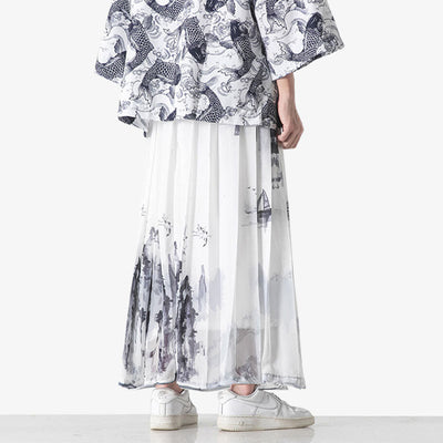 Look completo con falda kimono japonesa y cinturón obi