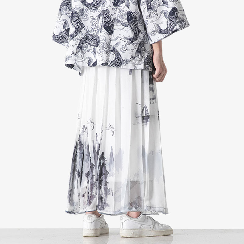 Look completo con falda kimono japonesa y cinturón obi
