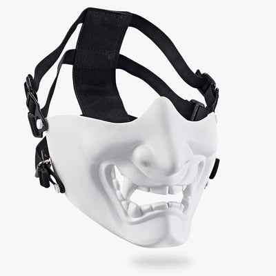 Máscara oni blanca de PU resistente, ideal para cosplay y airsoft