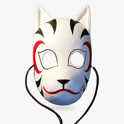 Mascara anbu yamato blanca y roja hecha a mano con cordón negro