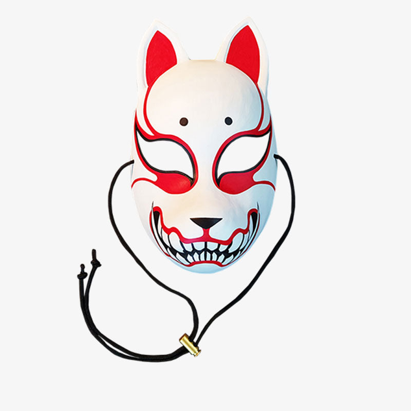 Máscara kitsune artesanal pintada a mano