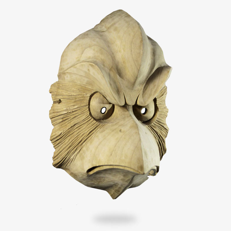 Máscara Noh de madera con el rostro tradicional del demonio Tengu