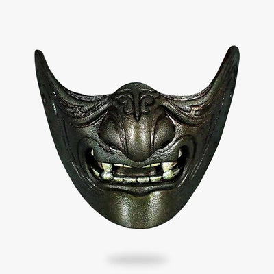 Máscara Oni Mempo artesanal con diseño de demonio japonés