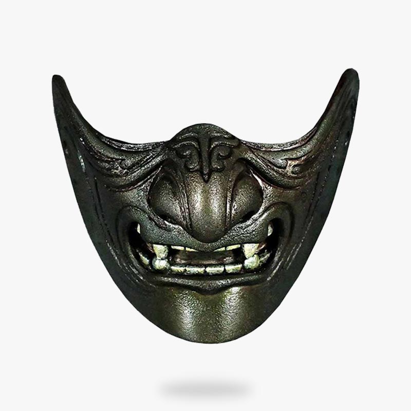 Máscara Oni Mempo artesanal con diseño de demonio japonés