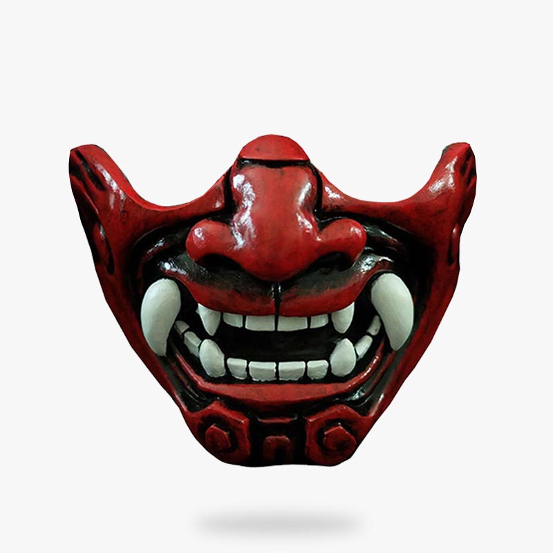 Máscara oni roja mempo estilo samurái japonés