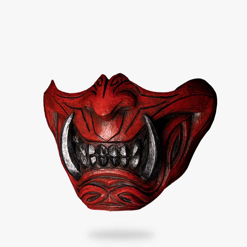 Mascara samurai roja con acabado artesanal