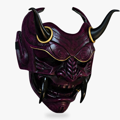 Las mascaras de demonios japones comprar​ de oni es una obra maestra hecha a mano, con intrincados detalles pintados y esculpidos a mano, incluyendo cuernos y dientes afilados, que reflejan el rico folclore de Japón.