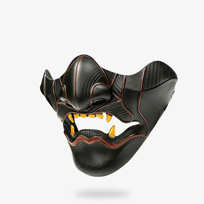 Colección de máscaras oni de samurái fabricadas en resina