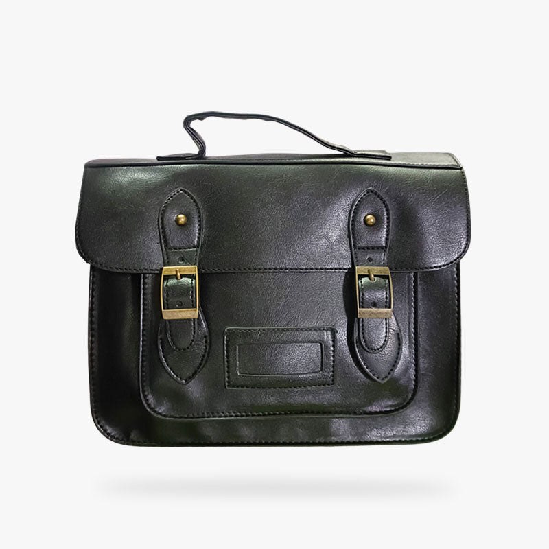Mochila randoseru negra de piel sintética estilo estudiante japonés