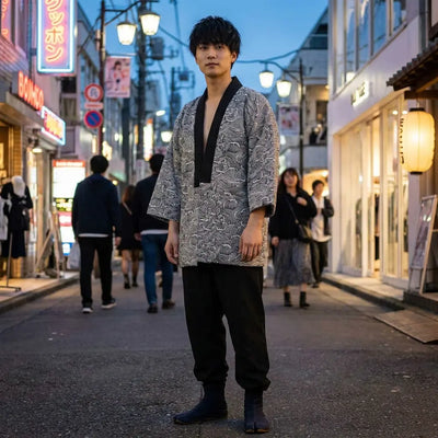 Motivo nami de olas en tejido de estilo japonés