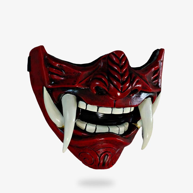 Oni Mascara roja, variante de media máscara samurái de demonio japonés