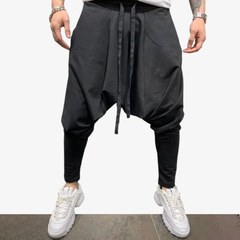Pantalón cargo japonés negro de algodón para hombre