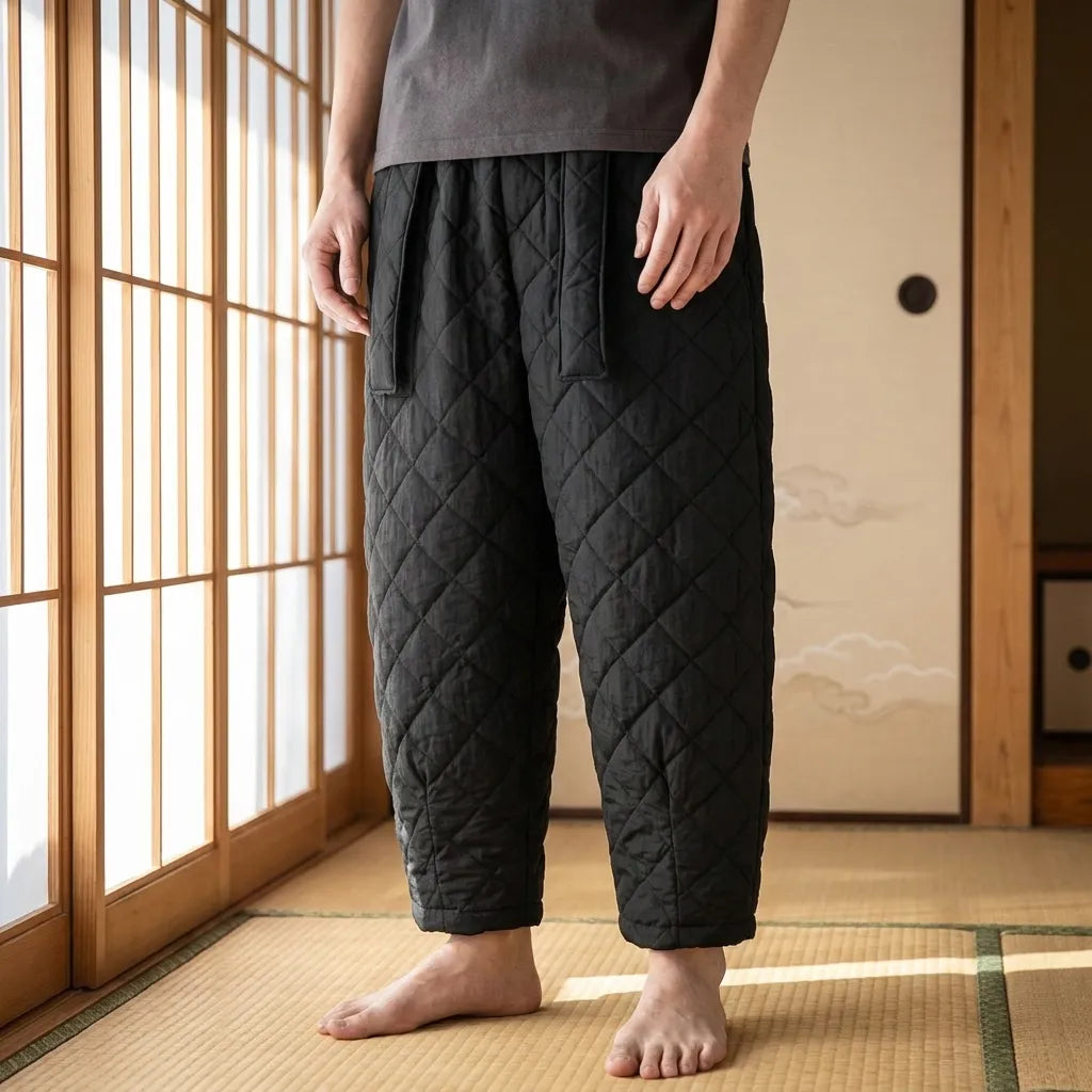 Pantalón cargo japonés negro visto de frente
