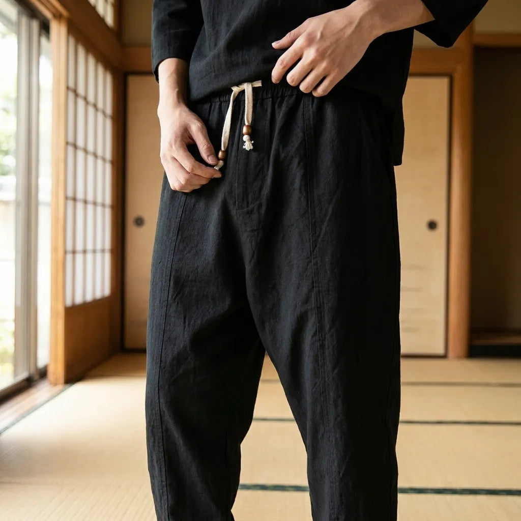 Pantalón Cargo Negro Japonés vista frontal