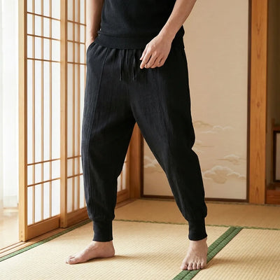 Pantalón cargo negro de estilo japonés para hombre