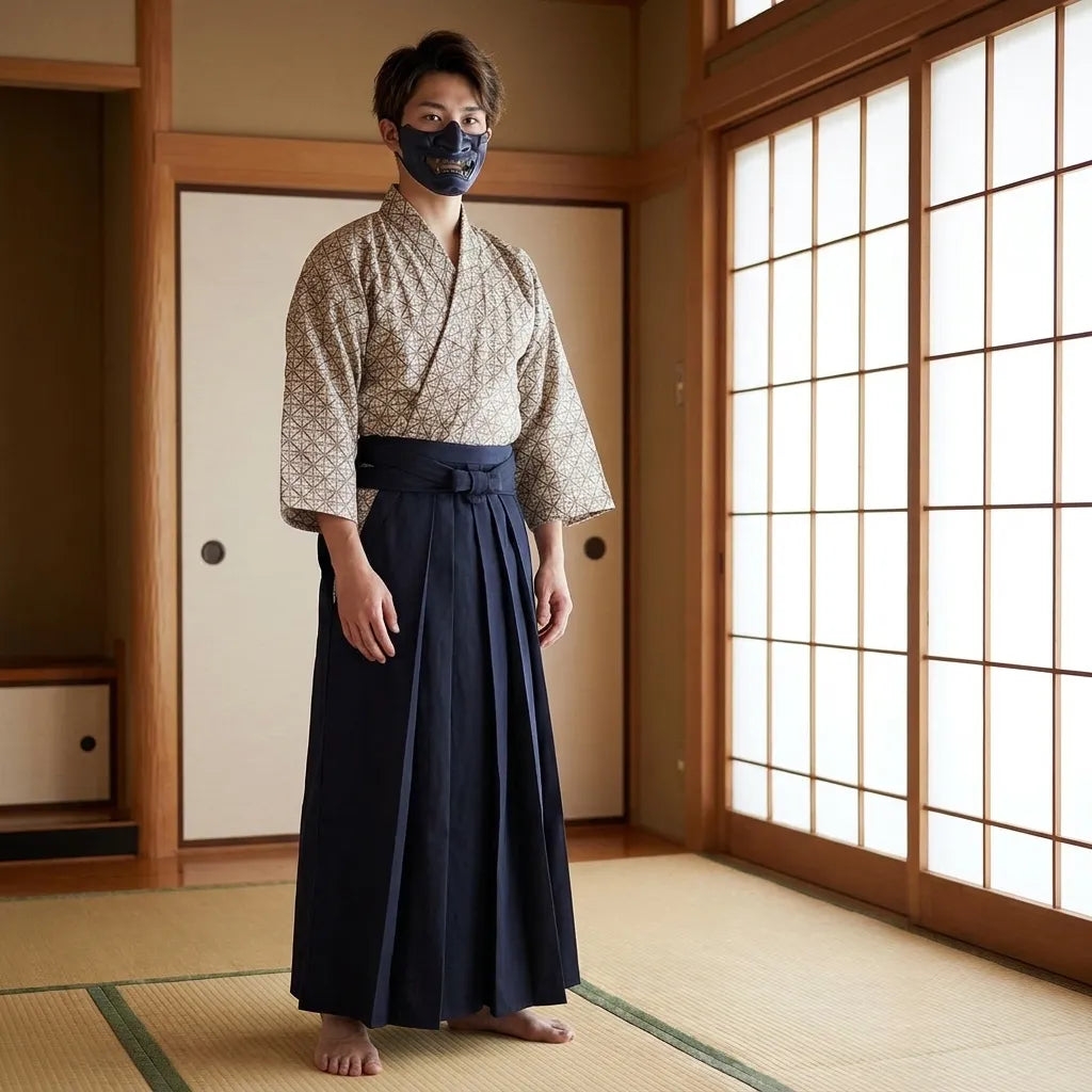 Pantalón Hakama Ancho de algodón vista frontal