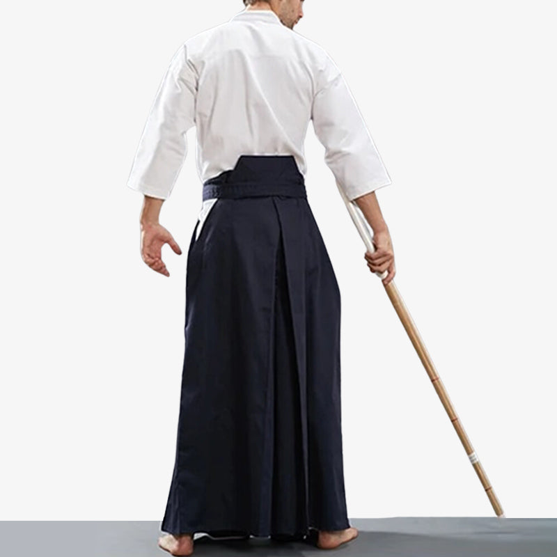 Pantalón hakama masculino con cinturón obi