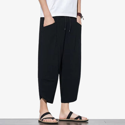 Pantalón japonés negro minimalista para hombre