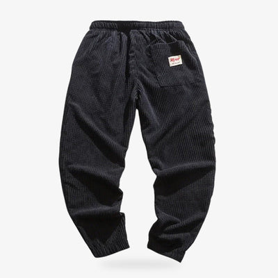 Pantalón de pana negro con estilo vintage y ajuste cómodo inspirado en tendencias japonesas
