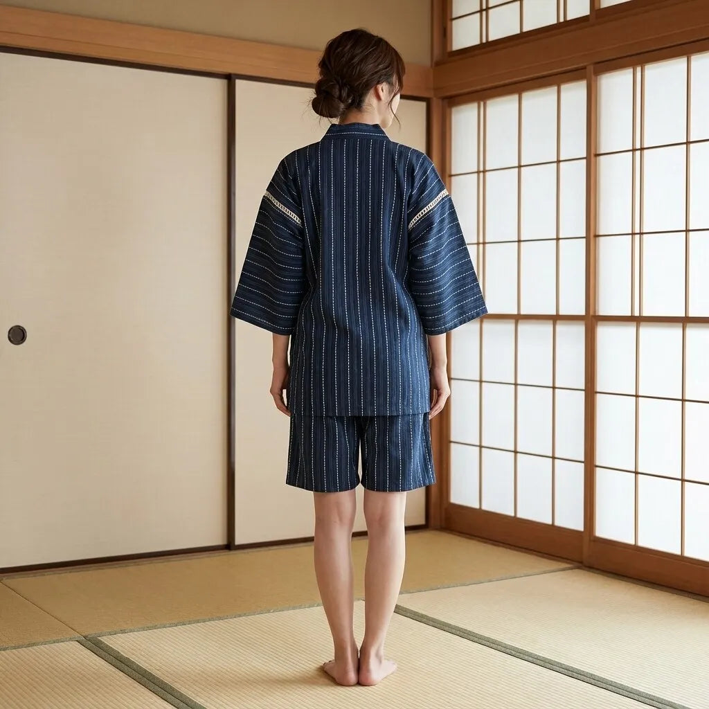 Pijama Estilo Japones para hombre de algodón con rayas finas
