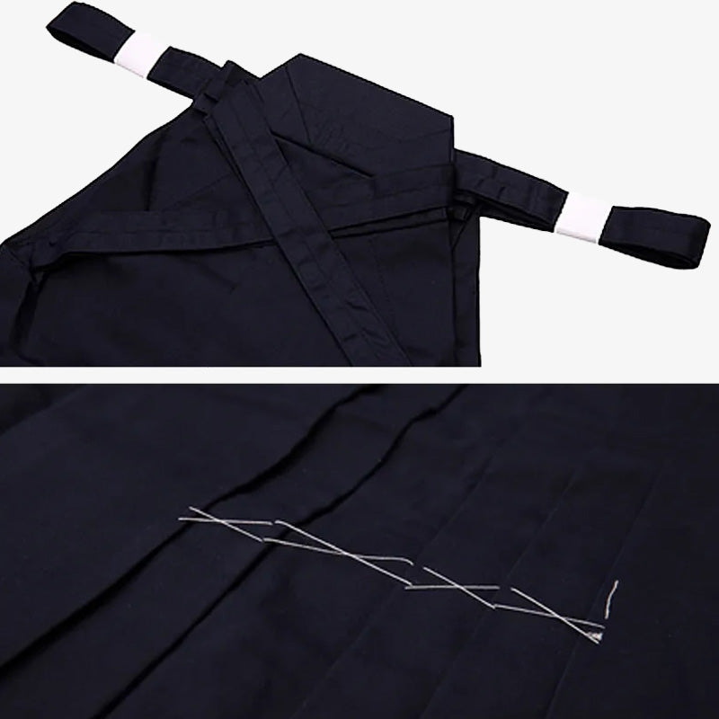 Practicante con hakama aikido listo para kendo o artes marciales japonesas