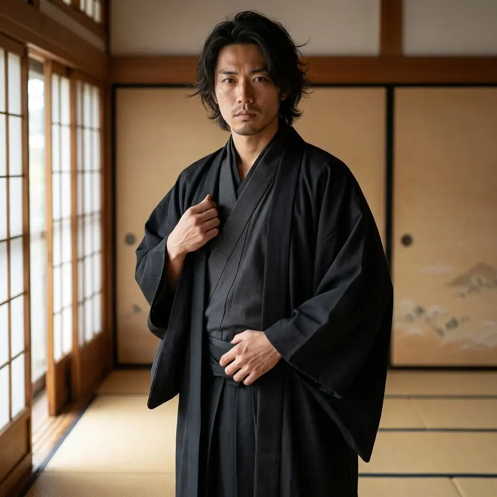 Prenda kimono oriental hombre de manga larga