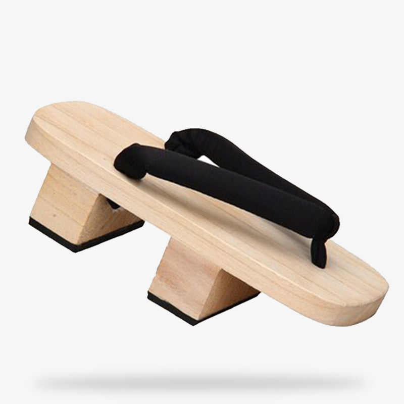 Sandalias geta japonesas de madera natural con tira de tela