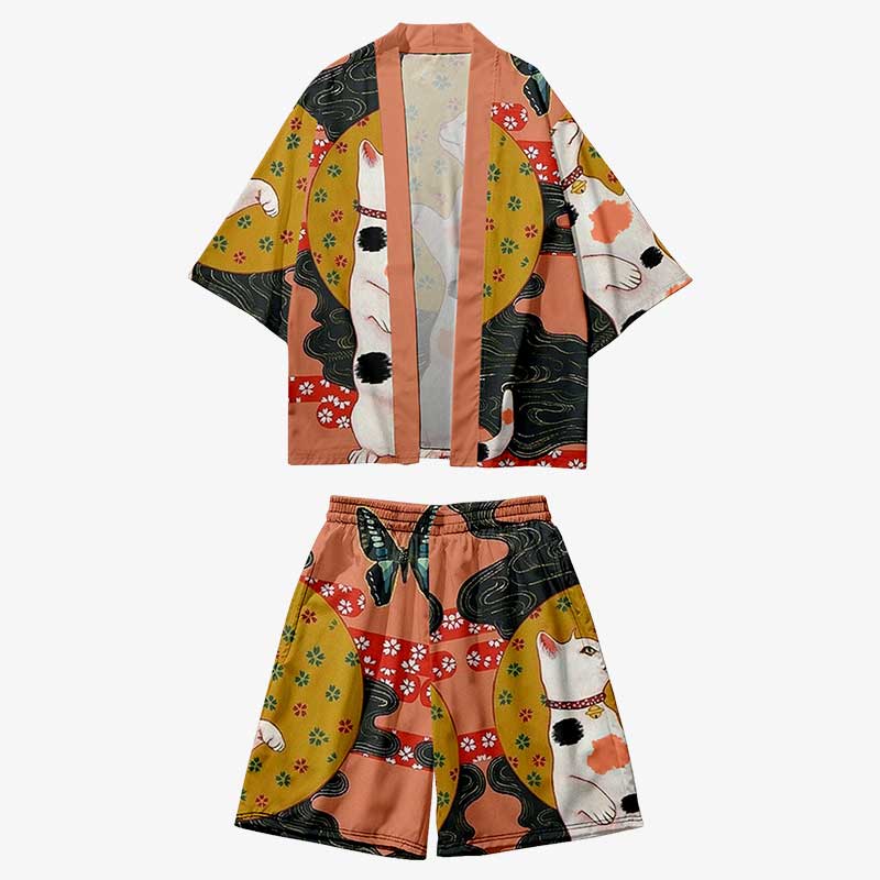 Set kimono japonés con motivo de la suerte