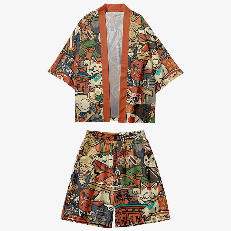 Short del conjunto kimono japonés estampado
