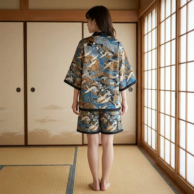 Shorts kimono japonés hombre