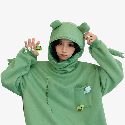 Sudadera animal kawaii de material suave con adorables estampados de animales, ideal para un look japonés y juguetón