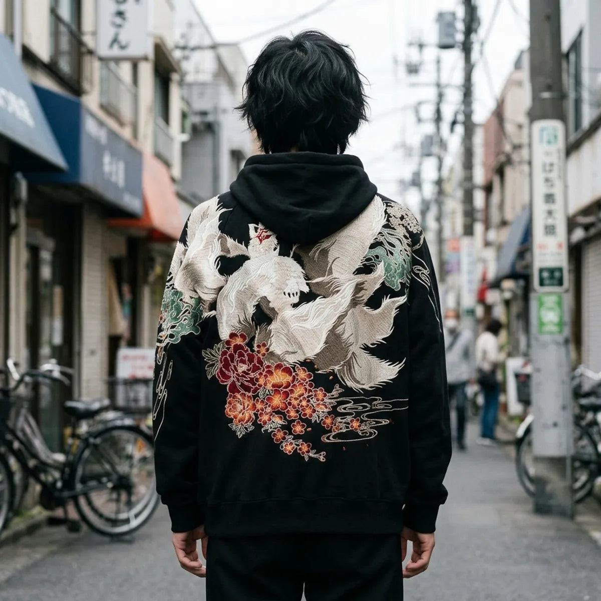Sudadera bordada para hombre estilo japones