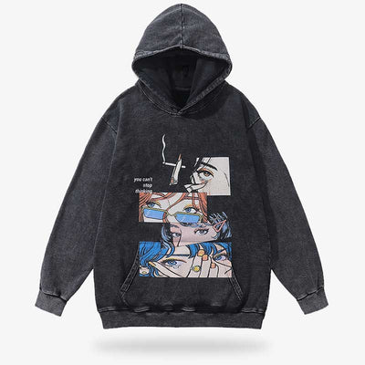 Sudadera con estampado de chicas anime estilo manga sobre algodón de calidad