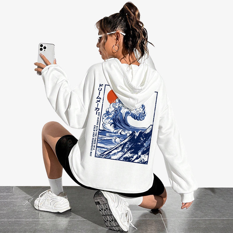Sudadera de estilo japonés en tejido suave con diseños tradicionales japoneses