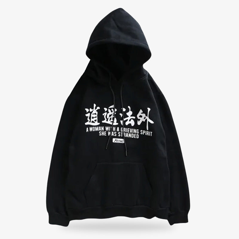 Sudadera con kanji bordado estilo urbano