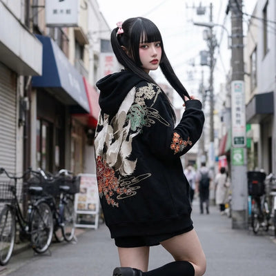 Sudaderas Estilo Japones bordada kitsune