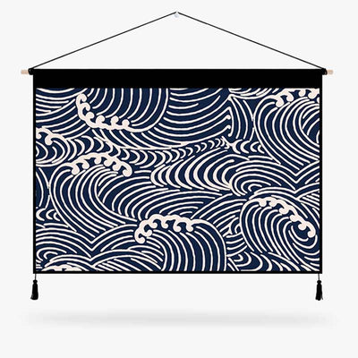 Tapiz kakemono con símbolo de ola japonesa Nami