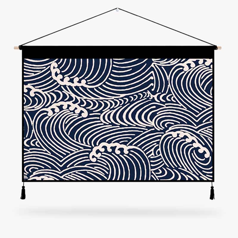 Tapiz kakemono con símbolo de ola japonesa Nami