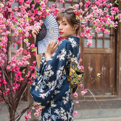 Vestido kimono floral geisha para mujer
