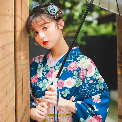 Vestido kimono grullas japonés de mujer