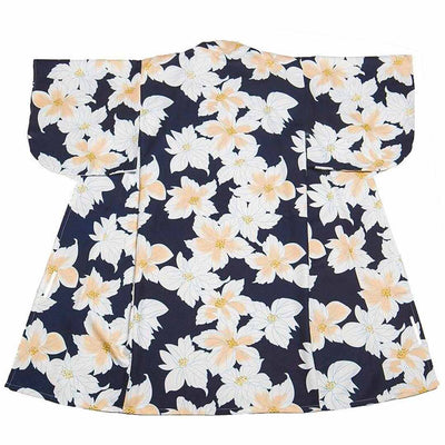 Kimono de algodón con motivos florales amarillos y blancos de inspiración japonesa