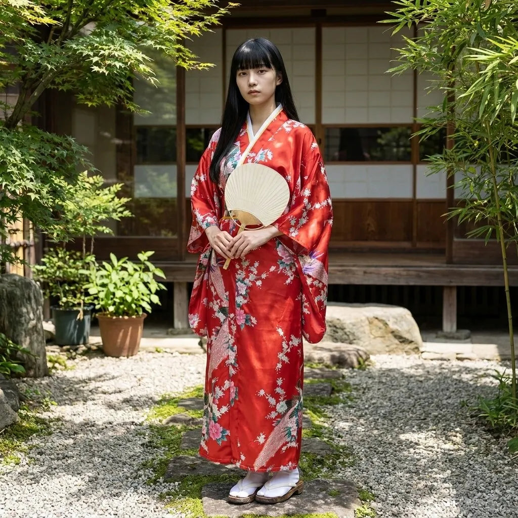 Vestido Kimono Rojo vista posterior