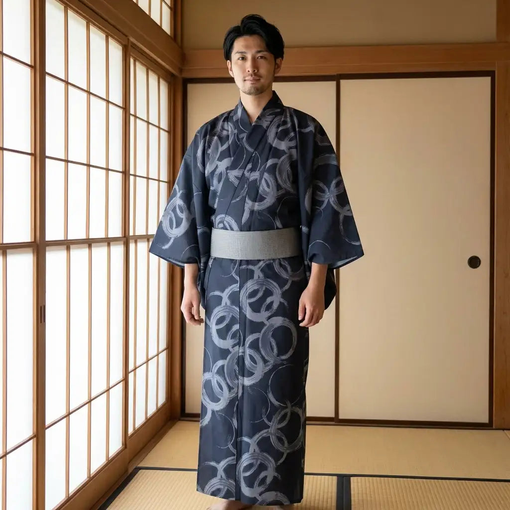 Yukata azul marino para hombre