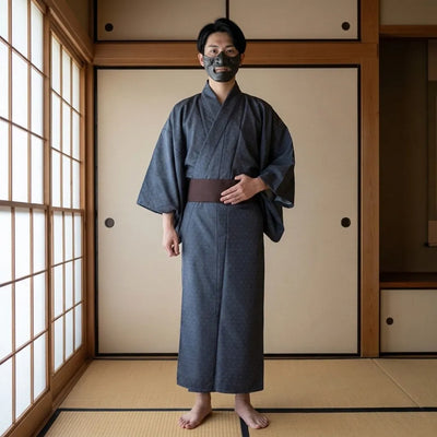 Yukata gris hombre de corte holgado