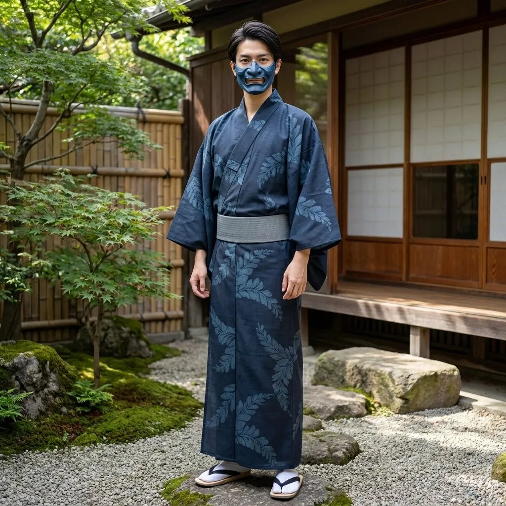 Yukata Hombre Azul vista posterior