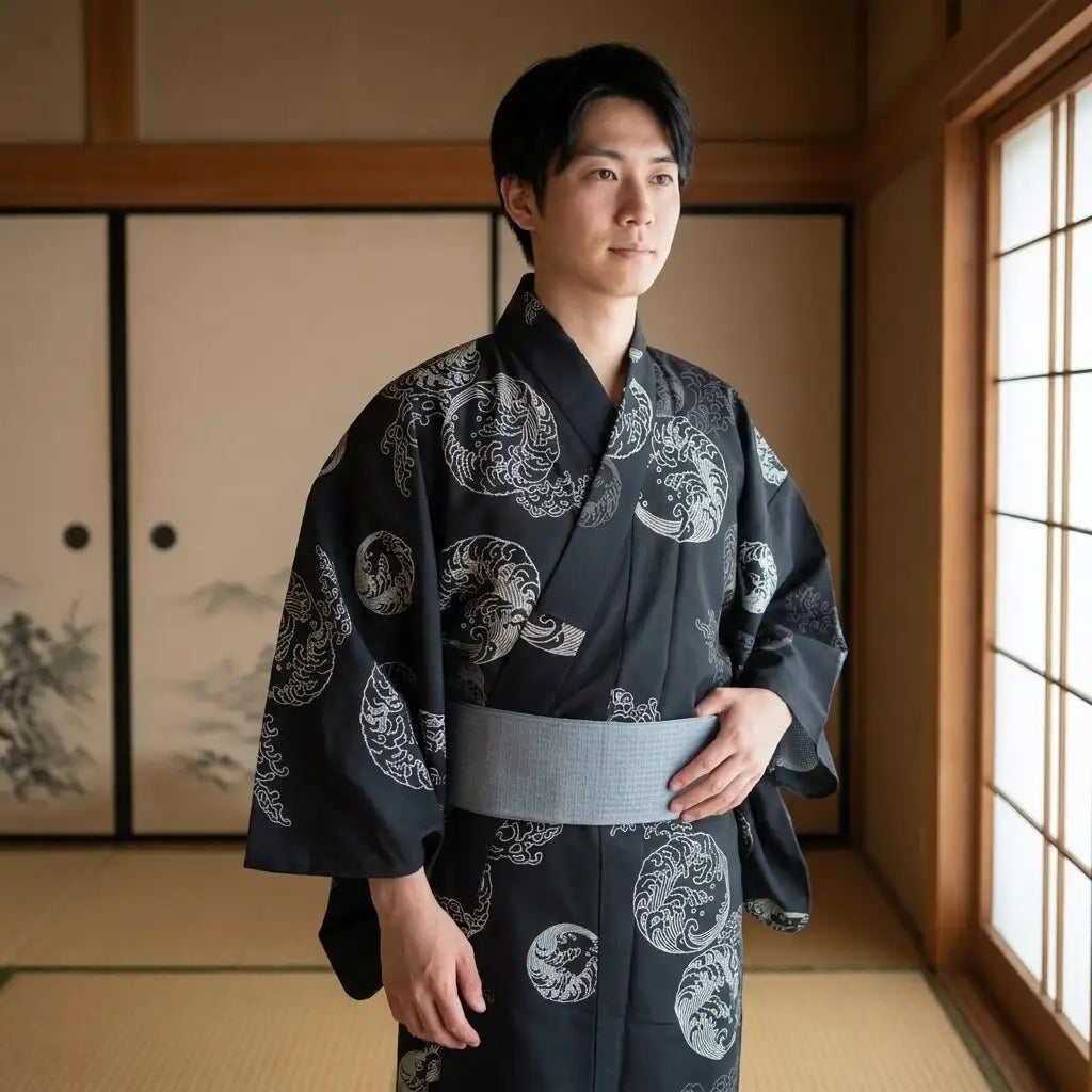 Yukata hombre manga ancha
